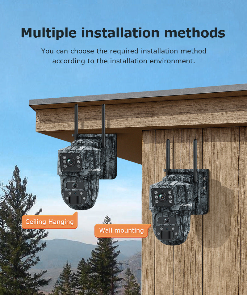 Private Model4G Solar camera dual lens dual view6MP HD Outdoor Camouflage Surveillance Camera