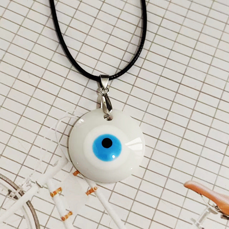 Hot-selling Devil's Eye Necklace European and American Wax Rope Turkish Blue Eyes Round Water Drop Necklace