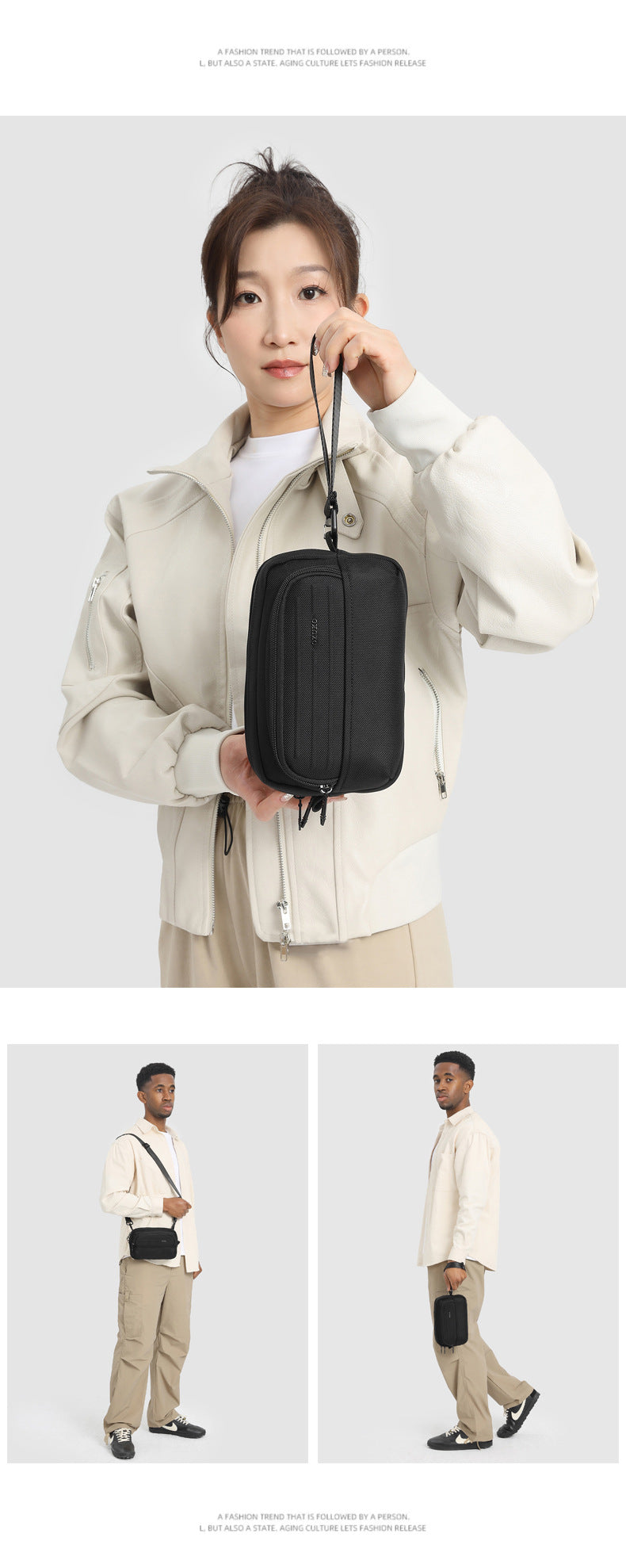 ozuko Men's Clutch Bag Multi-Functional Portable Small Crossbody Bag Travel Commute Lightweight Trendy Brand Storage Men's Bag