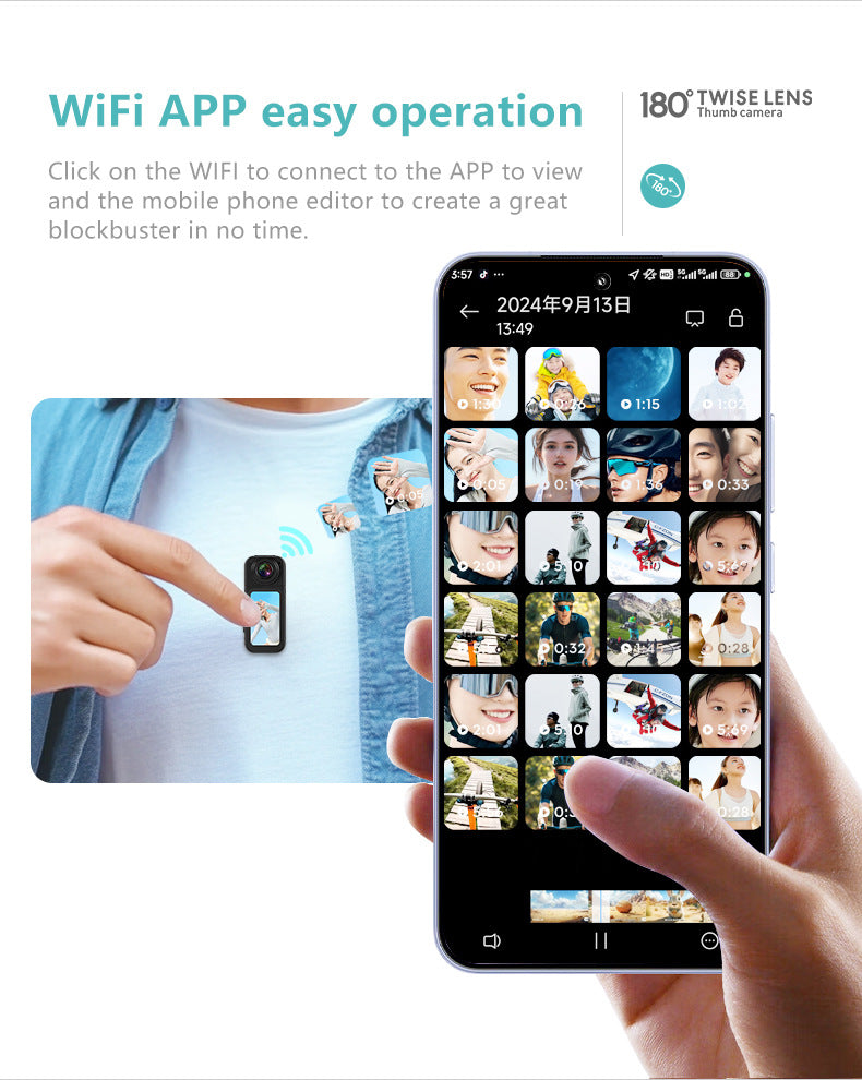 Magnetic Thumb Camera Outdoor Sports Recording Artifact Cycling Pet Portable Mini Camera