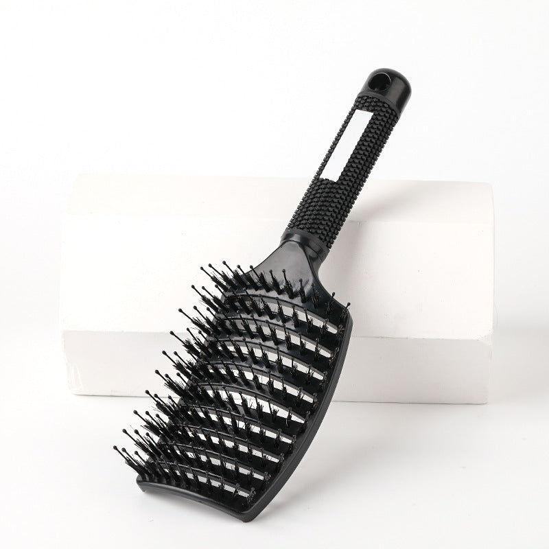 Large Curved Comb, Ribbed Hair Comb, Boar Bristle Curved Massage Comb, Nine-Row Comb, Styling Curling and Smoothing Comb, Cross-Border