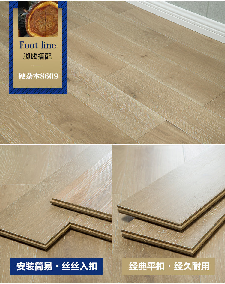 In-stock Solid Oak Flooring from Source Scar Modification Hand Scratch Pattern Original Wood Floor Solid Wood with Dragon Bone Design