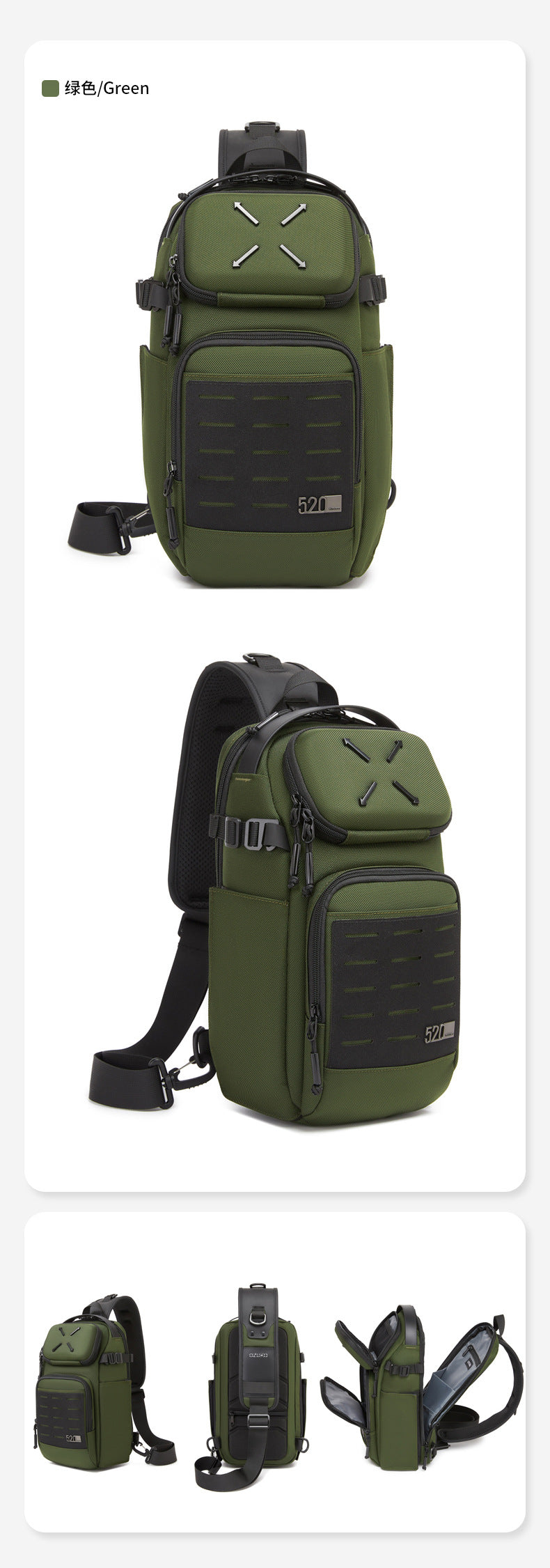 ozuko Men's Chest Bag Crossbody Bag High-end Waterproof Large Capacity Trendy Men's Shoulder Bag Commuting Portable Bag