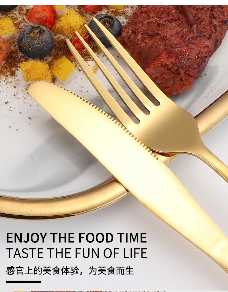 410Stainless Steel Portable Outdoor Camping Tableware Set304Stainless Steel Straw Knife Fork Spoon Chopsticks Seven-Piece Set