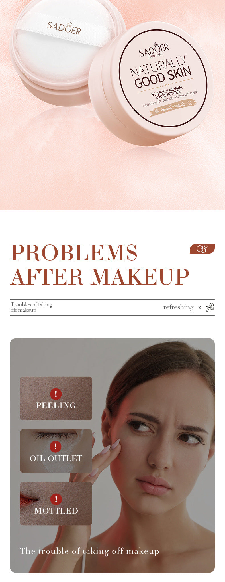 Makeup SADOER Mineral Loose Powder Refreshing Lightweight Setting Concealer Powder  Wholesale