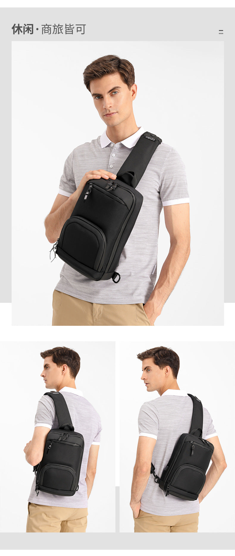 ozuko New Oxford Cloth Chest Bag Outdoor Men's Shoulder Bag Casual Waterproof Men's Bag Single Shoulder Crossbody Bag