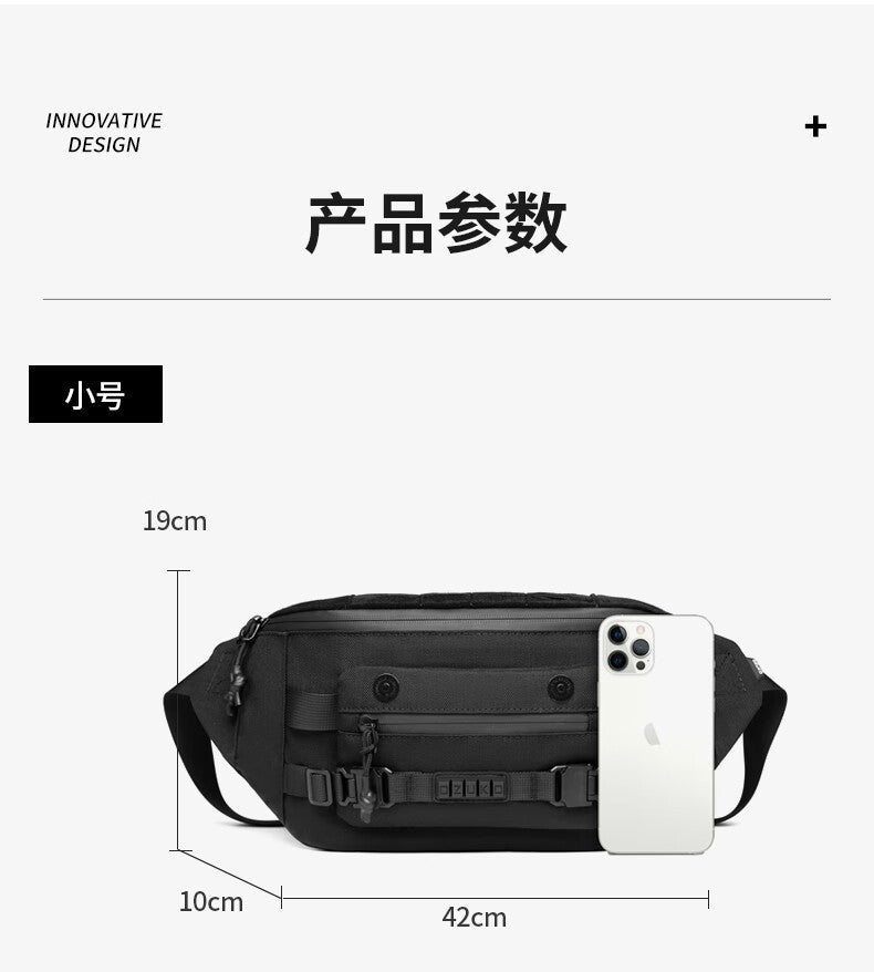 ozuko Tactical Waist Bag Functional Large Capacity Men's Shoulder Bag Outdoor Waterproof Bag Men's Crossbody Bag High-end Feel