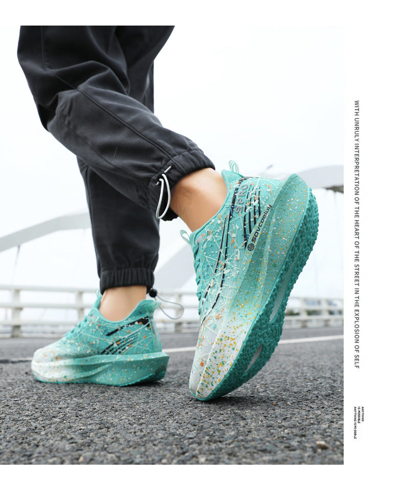 Autumn New Fluorescent Parent-Child Fashion Casual Sports Shoes with Real Carbon Plate High Elasticity Cushioning Outdoor Running Shoes