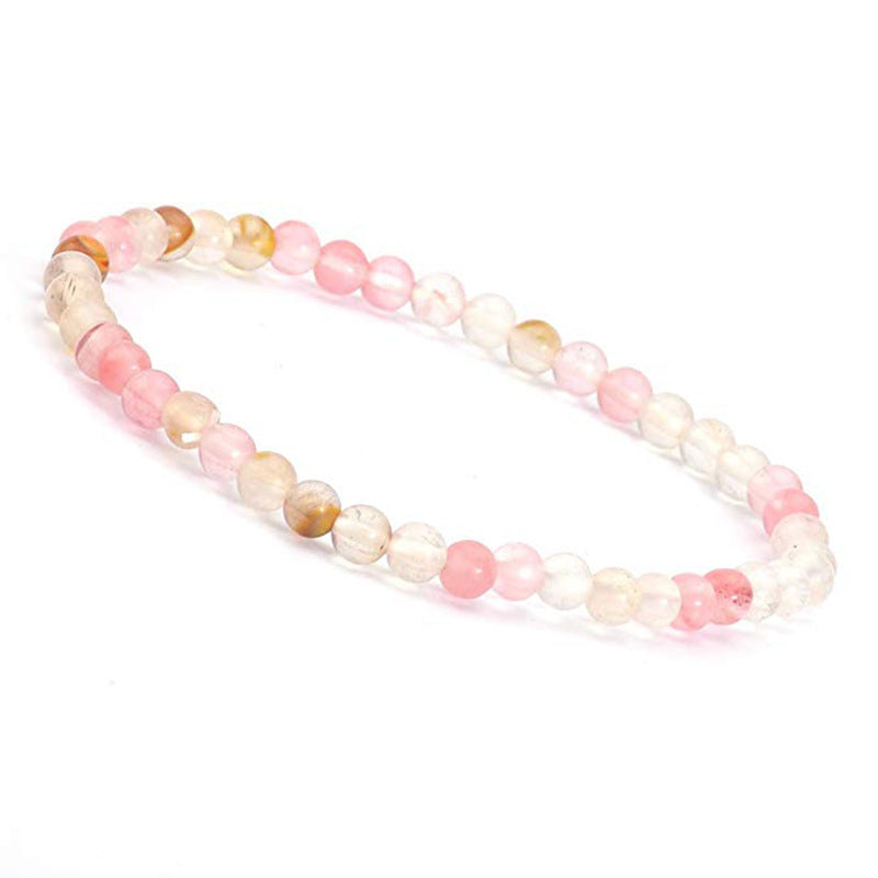 4mm Tiger Eye Stone Bracelet Small Natural Stone Striped Agate White Pine Beaded Moonstone Women's Bracelet