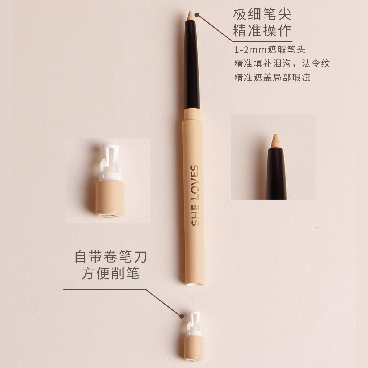Fine Concealer Pen for Under-eye Dark Circles, Acne Marks, and Shadow Contouring Stick