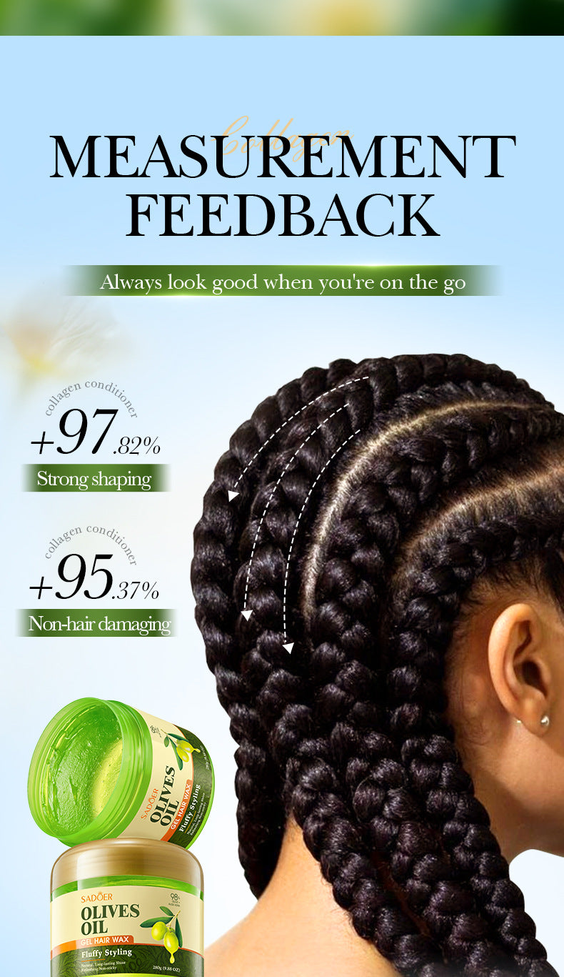 Olive Oil Hair Styling Wax SADOER Nourishing Gel Styling Fluffy Hair Wax  Foreign Trade Wholesale
