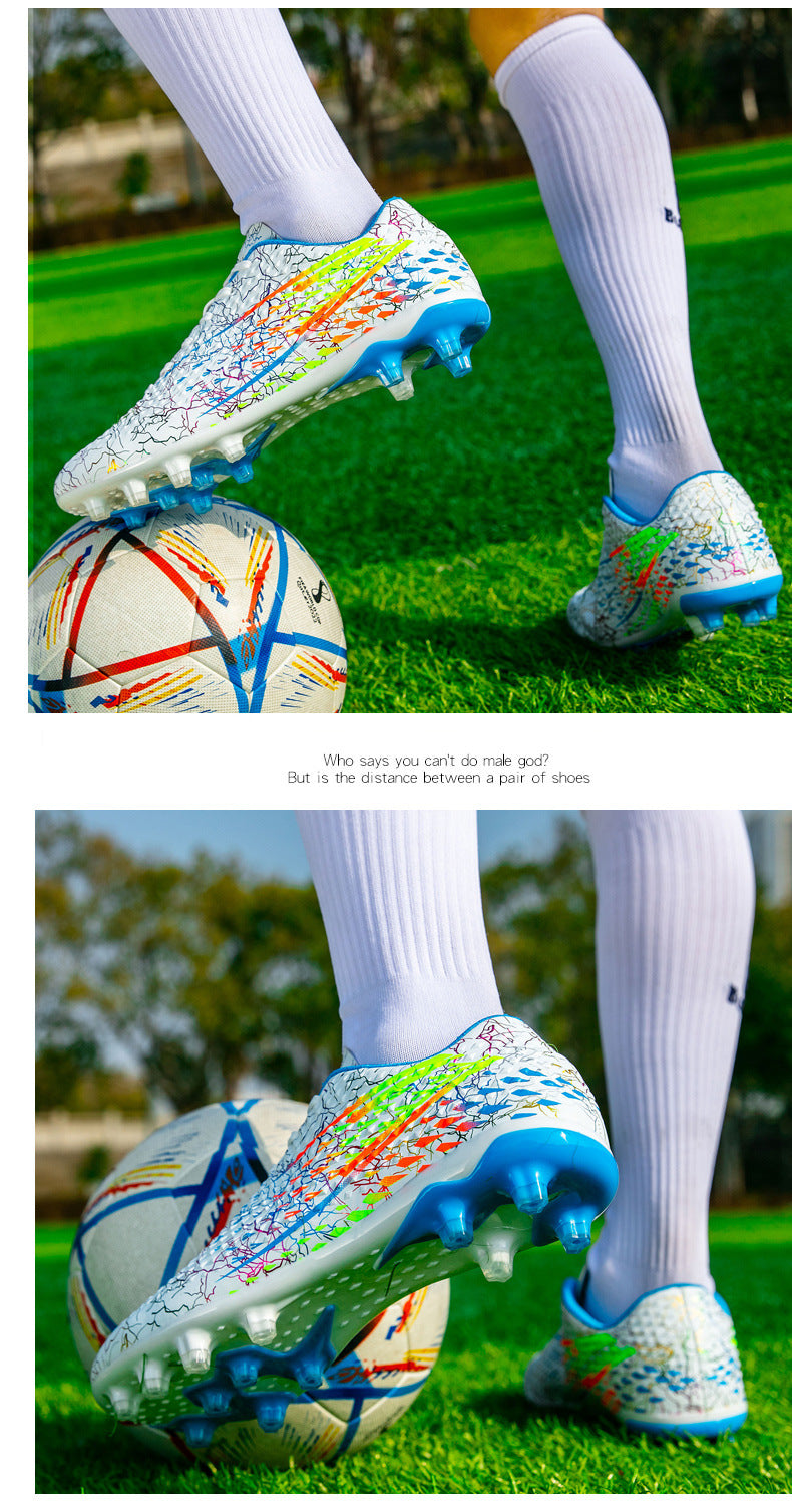 New professional football shoes for men and women AG Long Spike Colorful Multi-Color Youth Student Grass Competition Training Shoes