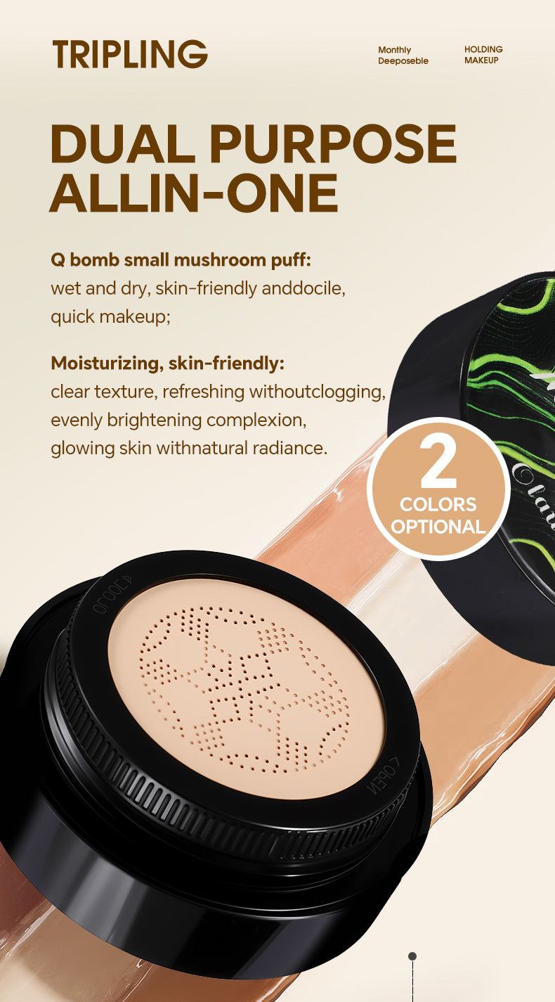 Genuine Air Cushion BB Cream Waterproof Concealer with Makeup Brush and Puff CC Cream Four-Piece Set20g*3Version