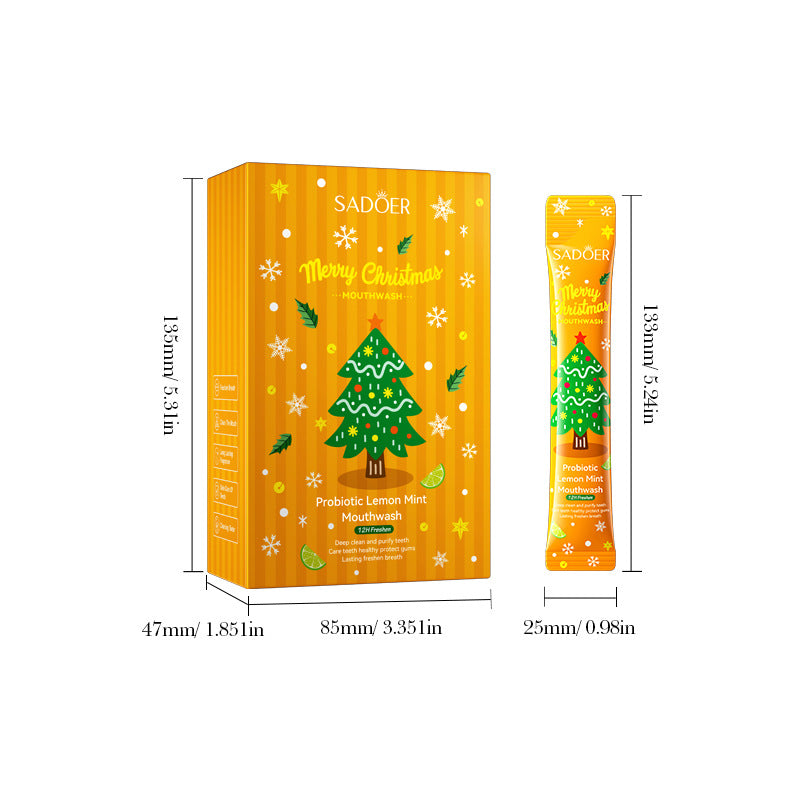 Christmas Probiotic Mouthwash SADOER Green Lemon Mint Oral Cleanser  Wholesale