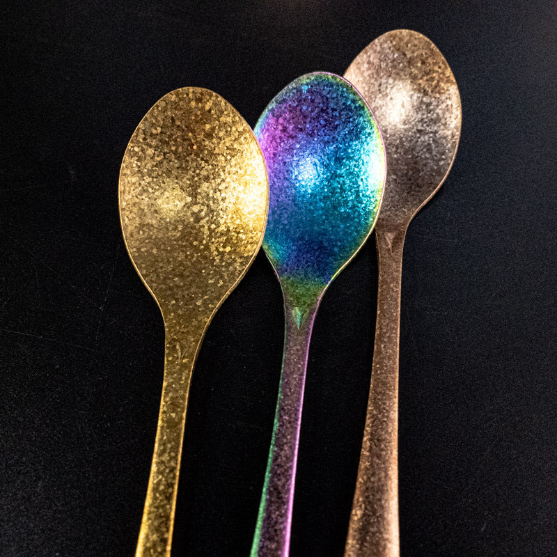 Factory Direct Sale Pure Titanium Spoon Household Crystal Ice Flower Colorful Soup Spoon Outdoor Pure Titanium Korean Style Table Spoon Camping Outdoor