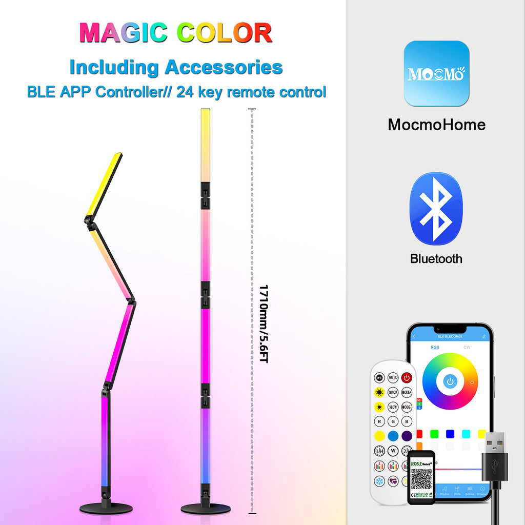 Bluetooth Floor Lamp led Floor Lamp RGBCW Atmosphere Light Symphony Floor Lamp Gaming Atmosphere Light Foldable Model