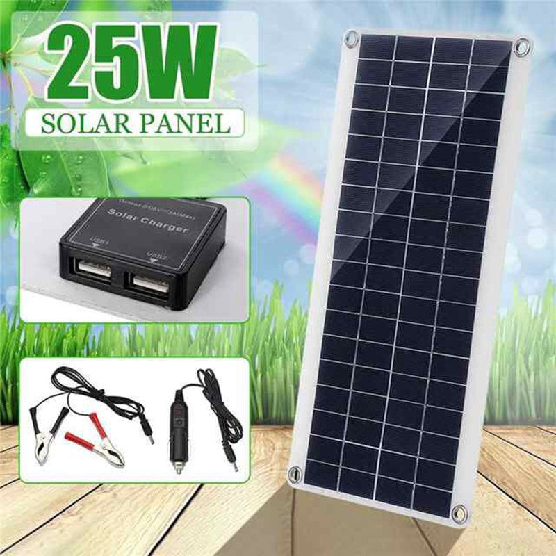 25W Flexible Lightweight Portable Solar Charging Panel with Controller Solar Charger Solar Panel