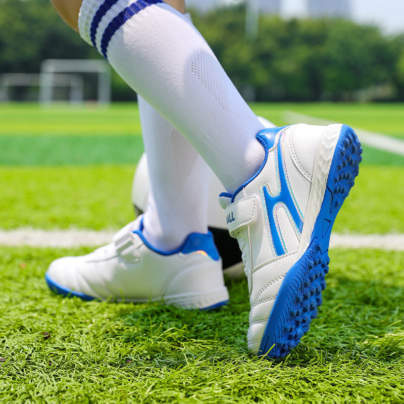 New football shoes for men and women with Velcro for children TF Broken Nail Style Youth Student Grassland Flat Training Shoes