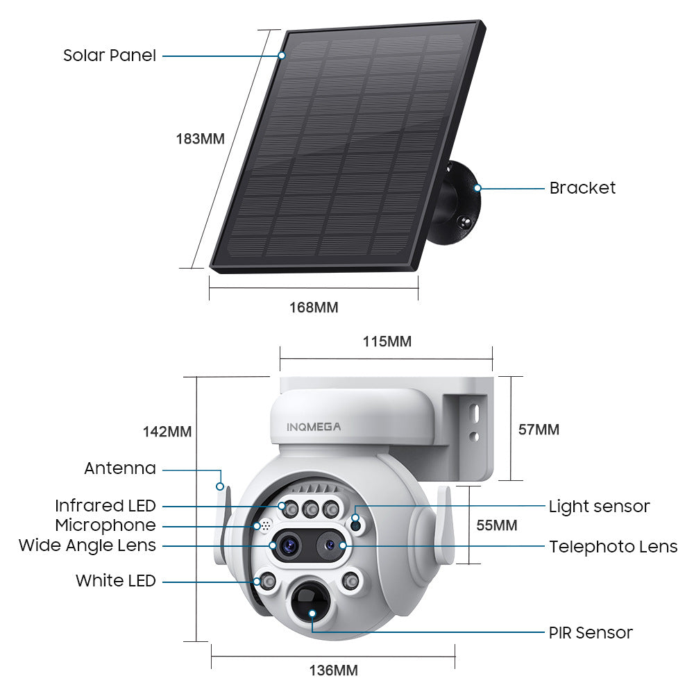 4G Solar Camera Camera6MP High Definition Full Color Camera122x Zoom Outdoor Surveillance Dome Camera