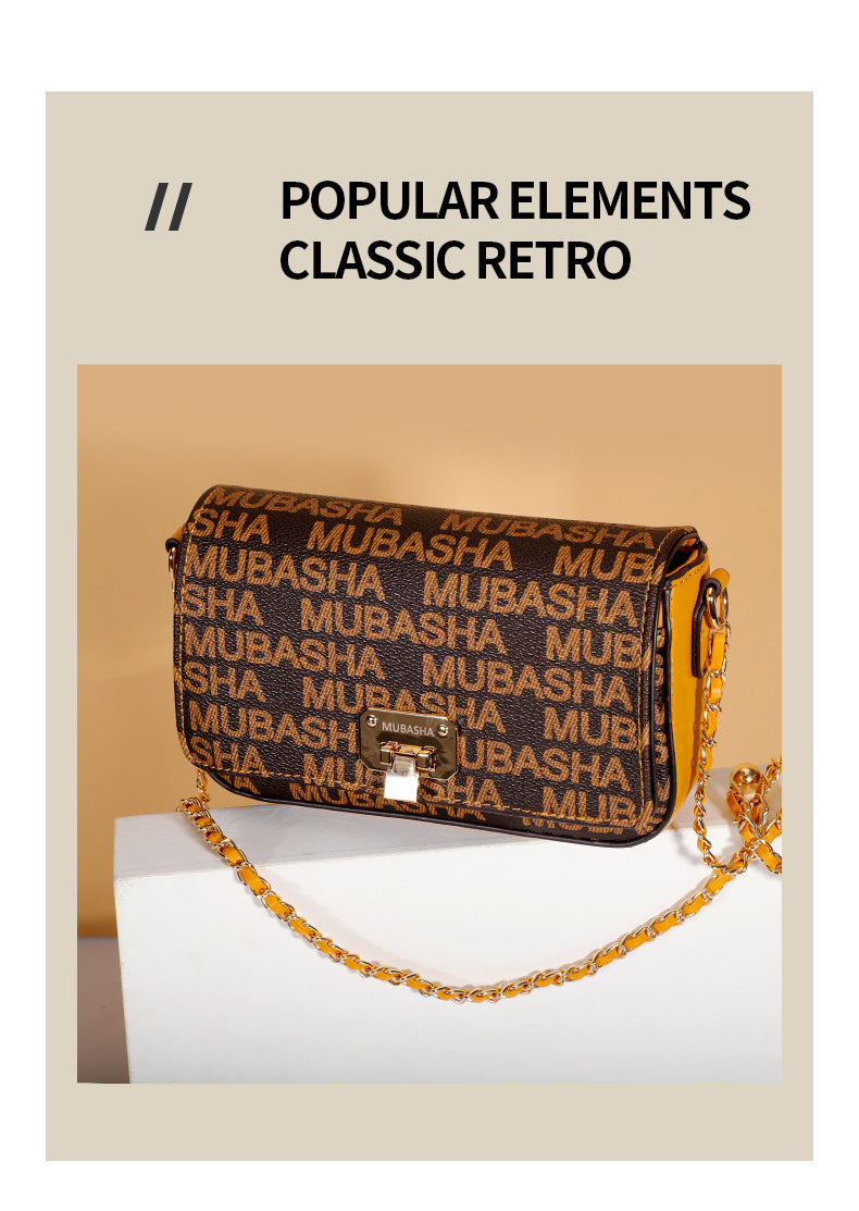 Unique Versatile Design Vintage Chain Small Square Bag for Women Retro Stylish Single Shoulder Bag Personality Simple Crossbody Bag
