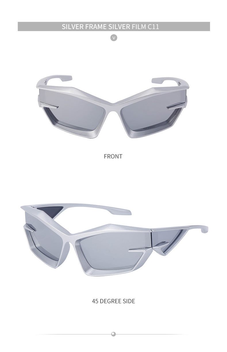 European and American style unique shaped sunglasses for men Y2K Millennium Future Technology Sunglasses for Women Trendy Glasses Wholesale