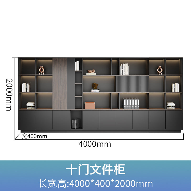 Office Bookshelf Boss Background Cabinet File Cabinet Wooden Document Cabinet Storage Cabinet Wall-Mounted Floor Cabinet