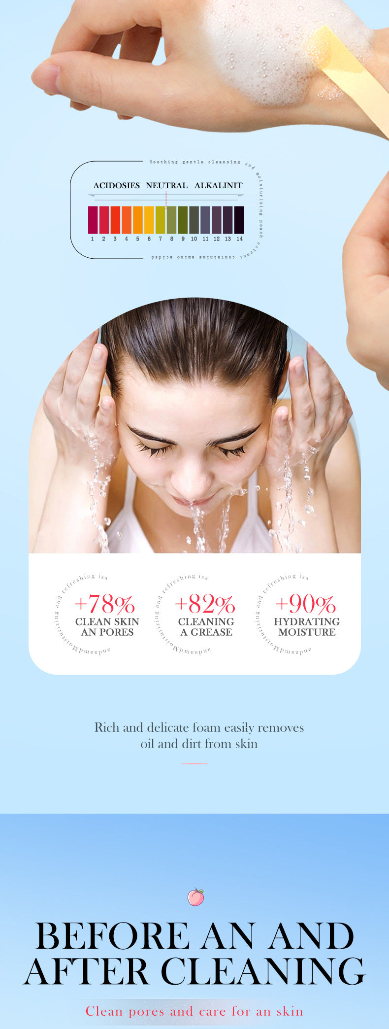 Facial Cleanser150g SADOER Green Tea Cleansing Peach Moisturizing Cleanser  Wholesale