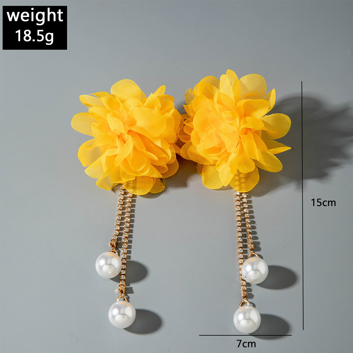 European and American Style Exaggerated Imitation Pearl Tassel Flower Earrings Fresh and Elegant Temperament Earrings for Women