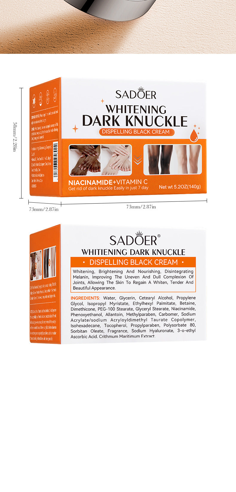 Joint Whitening and Dark Spot Removal Cream140g SADOER Vitamin C Moisturizing Body Lotion  Wholesale