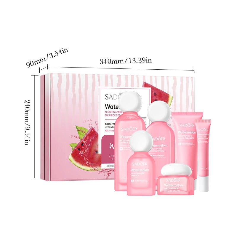 Watermelon Niacinamide Six-Piece Set SADOER Moisturizing and Hydrating Set Box  Wholesale
