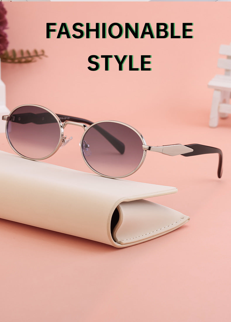 Oval Small Frame Sunglasses for Women, High-End Brand, European and American Style, Trendy UV Protection Sunglasses