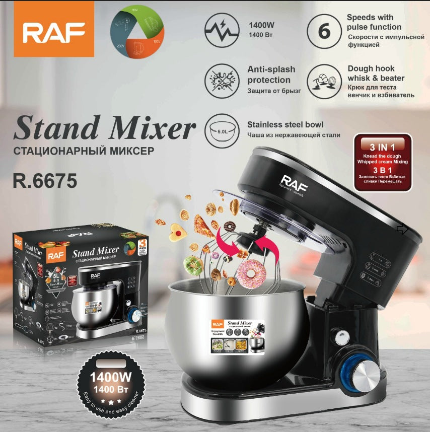 RAF EU Standard Kitchen Machine Stainless Steel Bowl High Power Dough Mixer Egg Beater Mixer Egg Beater5L