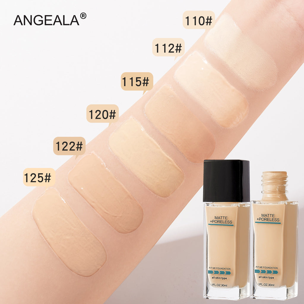 ANGEALA Square Tube Fit Me Foundation Liquid Pump-Free Glass Bottle30ml Foundation Liquid for Covering Acne Marks and Dark Circles