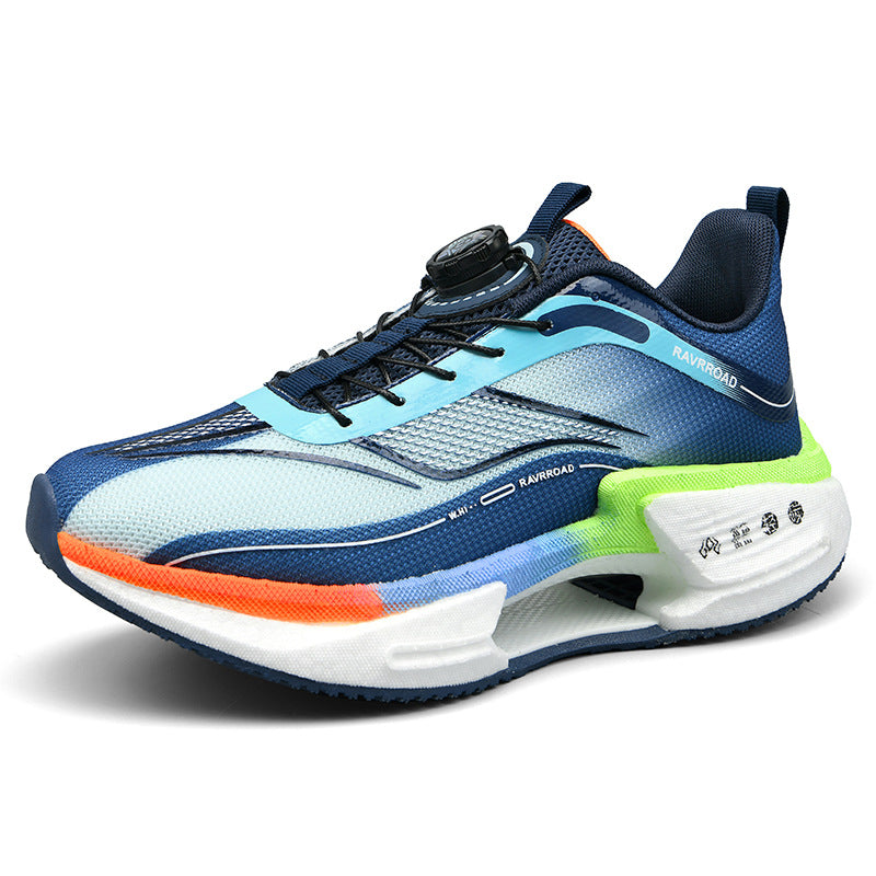 2025Men's and Women's Shock Absorption Breathable Non-Slip Sports Shoes Hollow Popcorn Carbon Plate Soft Sole Running Shoes Breathable Shock Absorption