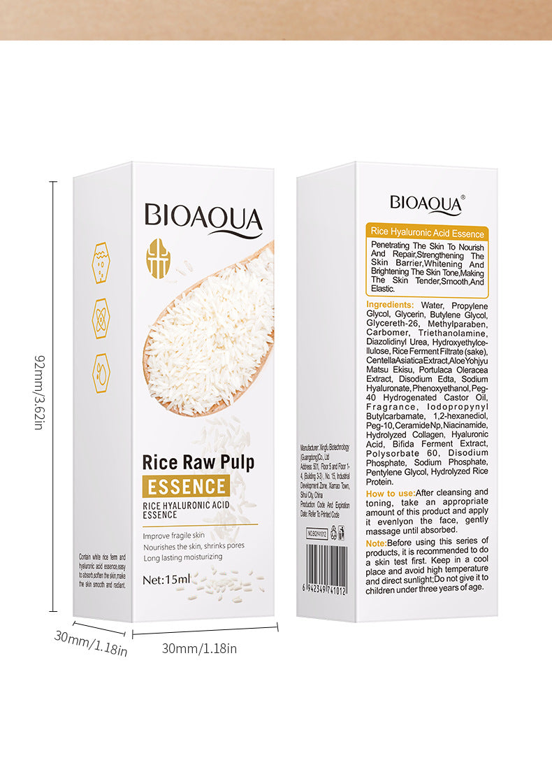 Rice Essence Serum15ml BIOAOUA Hyaluronic acid hydrating skincare products  foreign trade live wholesale