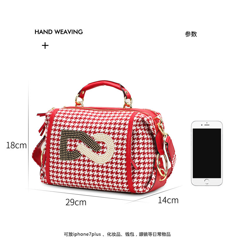 New European and American Trendy Fashion Simple Personality Elegant Versatile Plaid Single Shoulder Handbag Crossbody Women's Bag