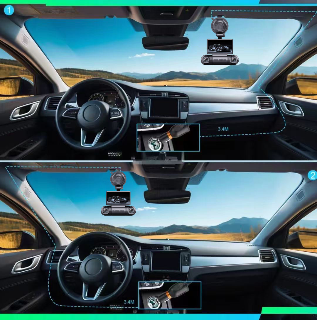 4Lens360Degree2k Ultra-high-definition infrared car night vision dashcam with reversing camera wifi Interconnection