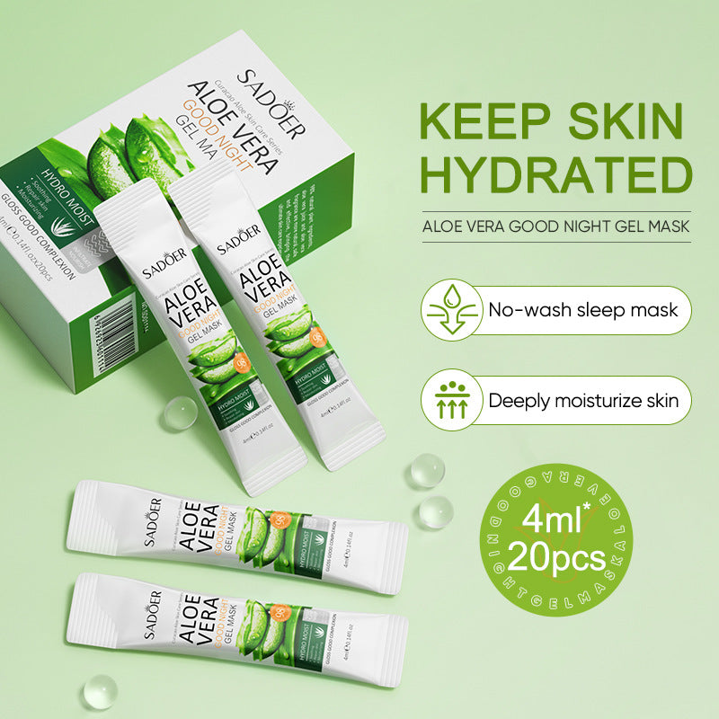 All English Good Night Cooling Mask SADOER Vitamin C Aloe Vera Sleeping Mask No-Rinse  Foreign Trade Live Wholesale