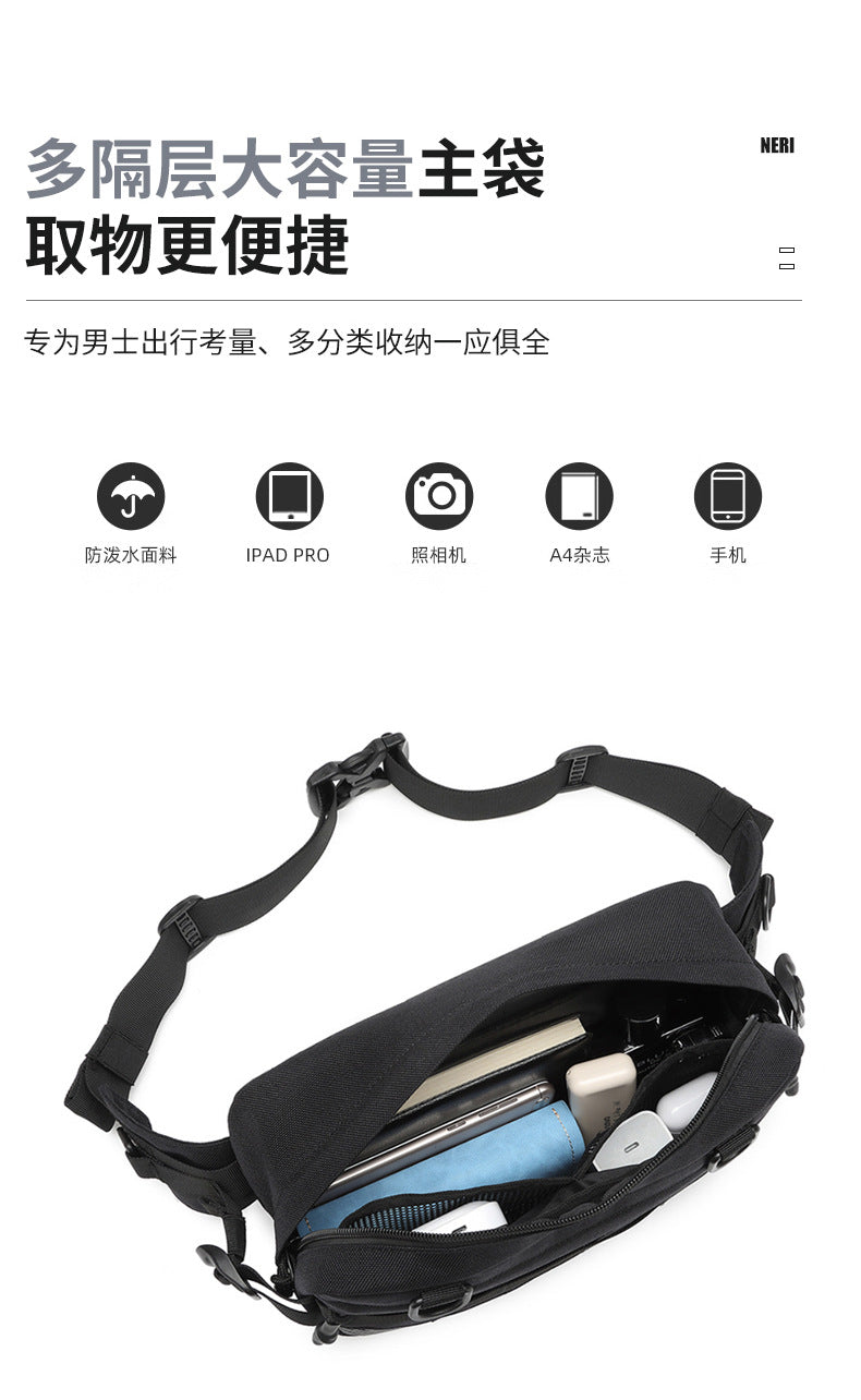 OZUKO Tactical Waist Bag Men's Crossbody Bag Multifunctional waterproof outdoor sports trendy brand portable bag