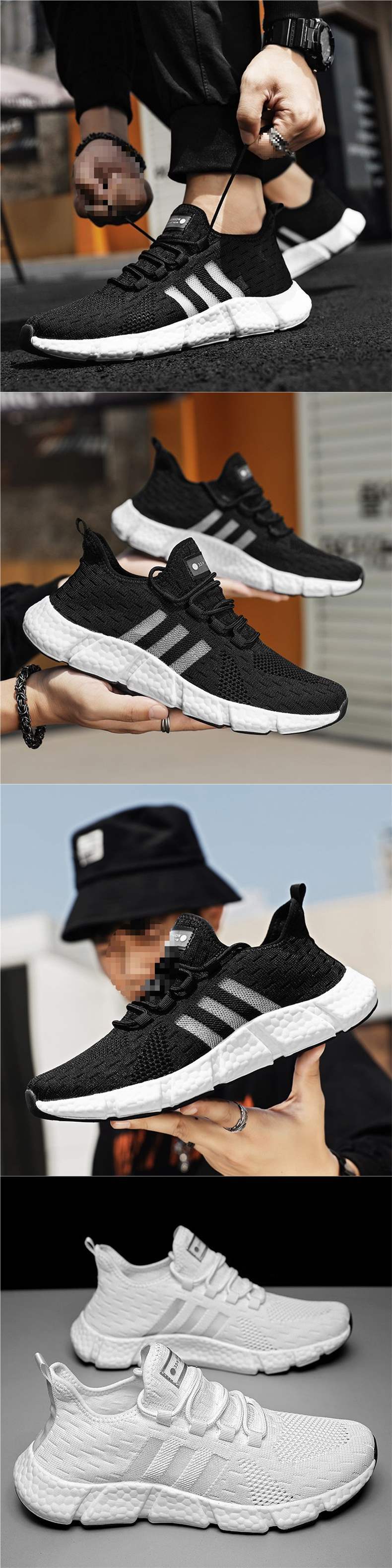 Spring New Anti-Odor Ultra Soft Real Popcorn Cushioning Breathable Shock-Absorbing Casual Running Sports Trendy Shoes for Men