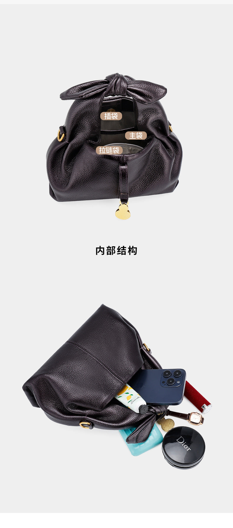 European and American Niche Cloud Dumpling Bag Single Shoulder Crossbody Niche Light Luxury Fashion Design New Single Shoulder Crossbody Genuine Leather Bag