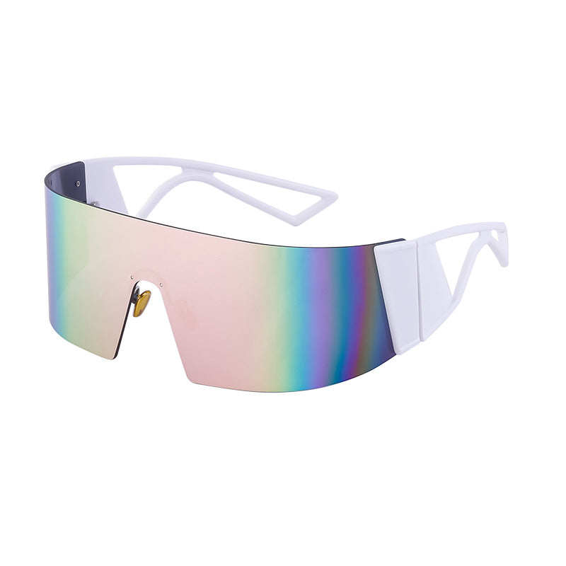Outdoor Sports Cycling Glasses for Women, Colorful Integrated Windproof Sunglasses, Trendy European and American Style, Large Frame Sunshade and Sun Protection Sunglasses