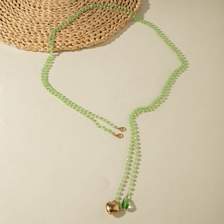 European and American Fashion Jewelry Beaded Tassel Double Layer Long Necklace Elegant Multi-layer Wear Y Type Necklace Ornament