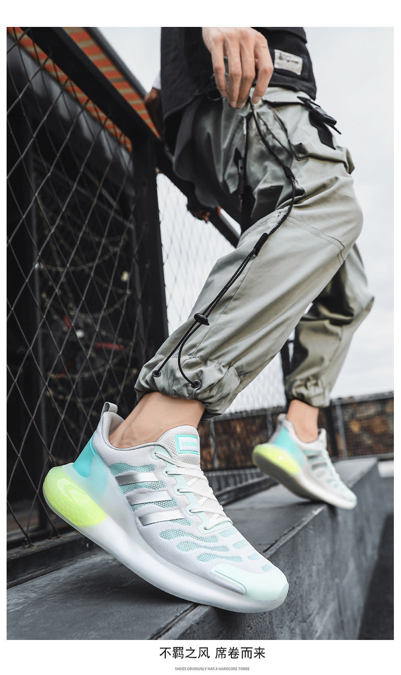 New Outdoor Running Shoes for Men, Soft Sole, Shock Absorption, Real Popcorn Casual Shoes, Breathable Ice Silk Mesh Sports Shoes