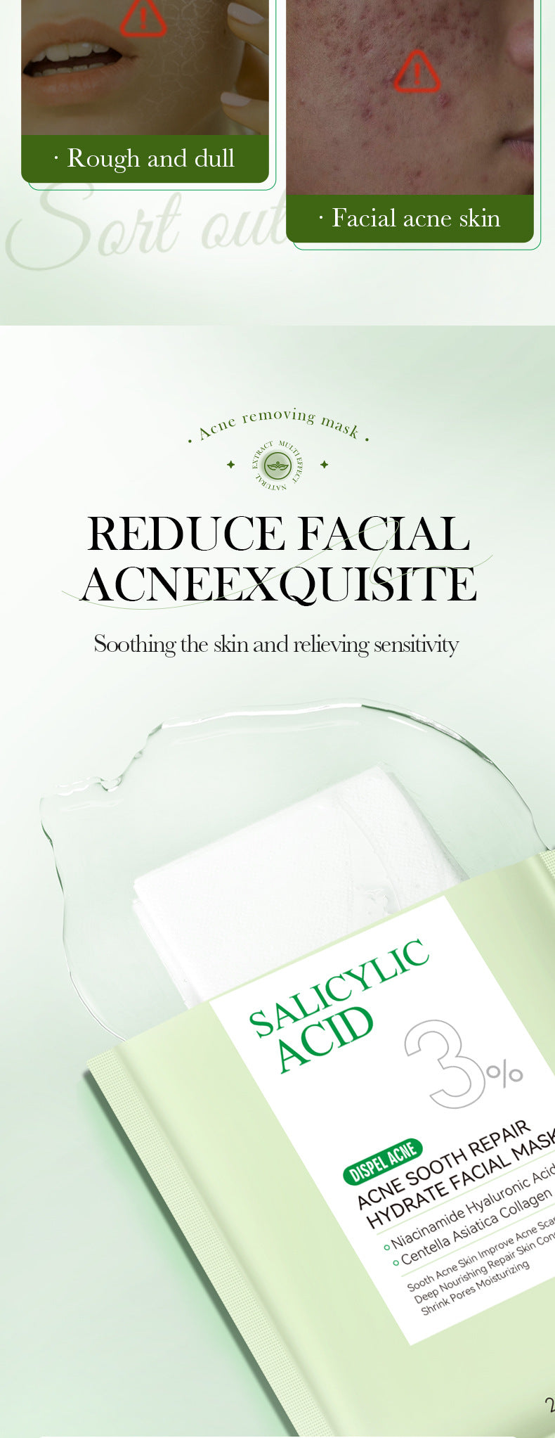 Salicylic Acid Mask SADOER Anti-acne Soothing Skin Rejuvenation Hydrating Anti-acne Mask  Wholesale