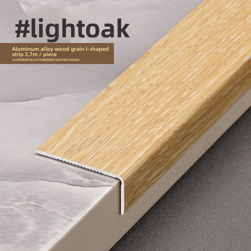 Aluminum alloy wood grain L Right-angle ultra-narrow wood flooring edge trim strip7Door threshold edging trim, wardrobe corner fastener strip