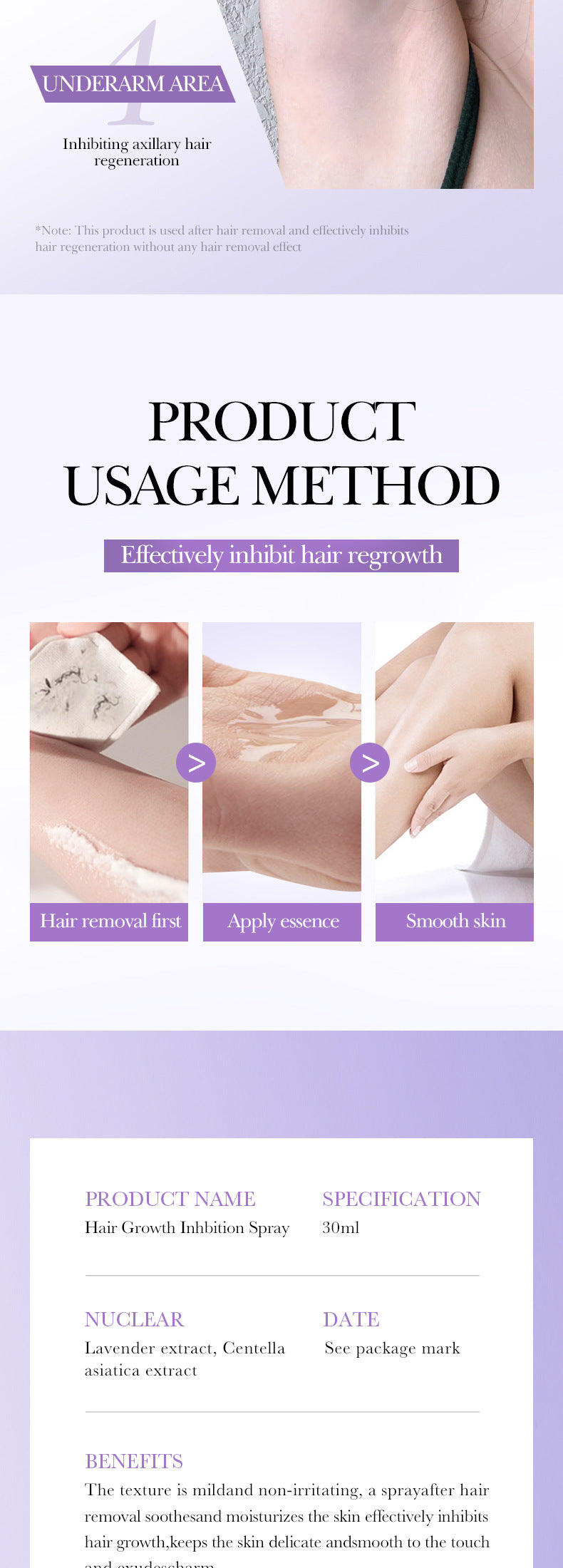 Hair Growth Inhibitor Spray SADOER Inhibiting Underarm and Leg Hair Spray  Wholesale