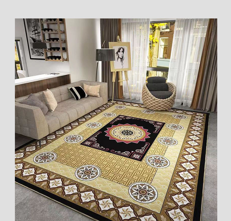 Bohemian Style Crystal Velvet Carpet Wear-Resistant and Dirt-Resistant Bedroom Non-Slip Bedside Rug Home Living Room Sofa Coffee Table Rug