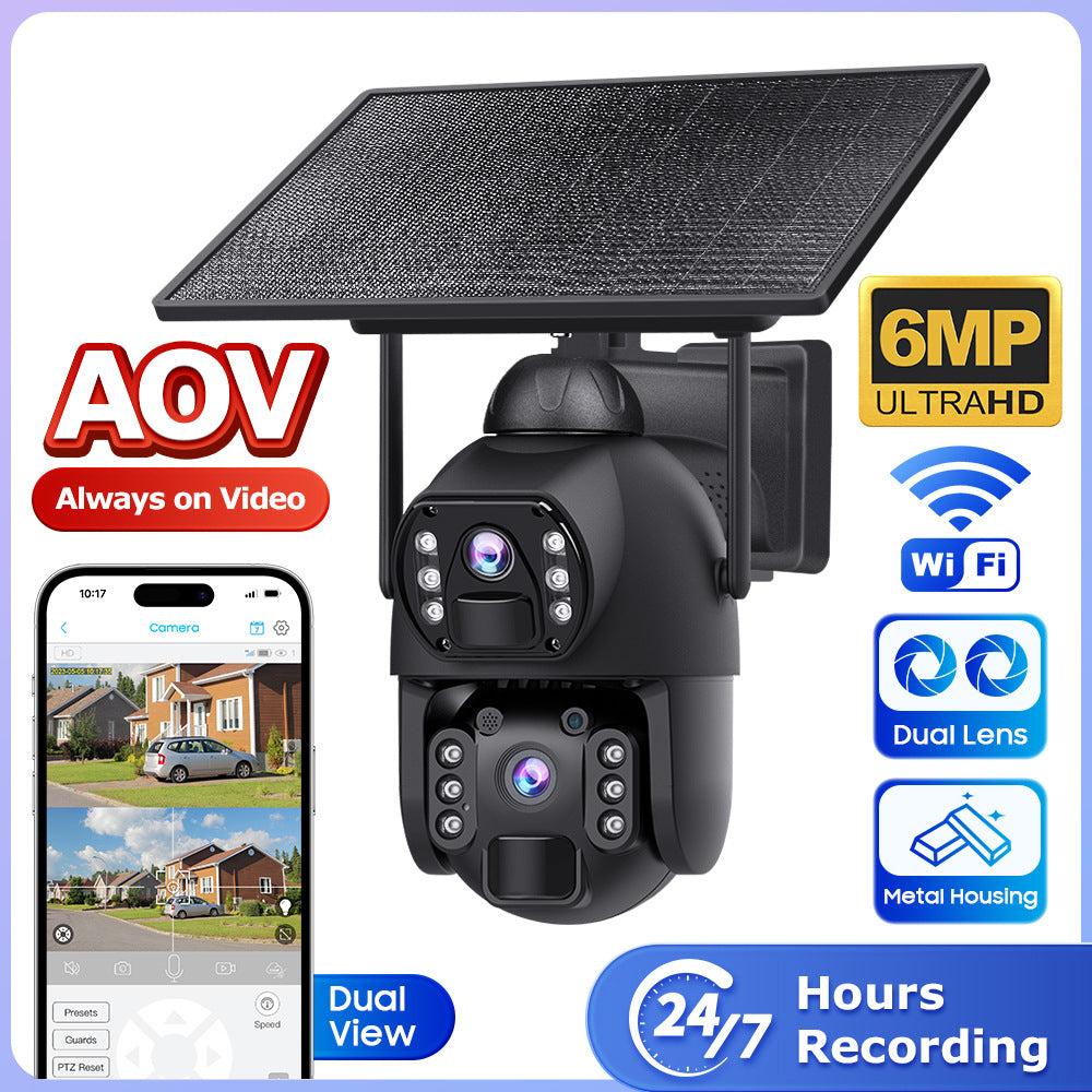 New Product AOV Low Frame Rate All Day Recording Surveillance4G Hd600MP Solar-powered Gun Ball Linked Camera