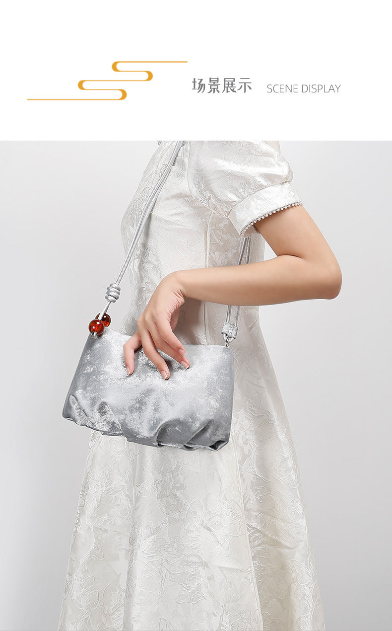 New Chinese Style Pleated Cloud Dumpling Bag Versatile Design Single Shoulder Women's Bag Textured Fashion Crossbody Women's Bag